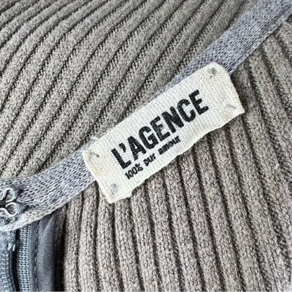 L'Agence Sheath Dress womens size 4 Wool Long Sleeve Grey Beige colorblock - Picture 8 of 10